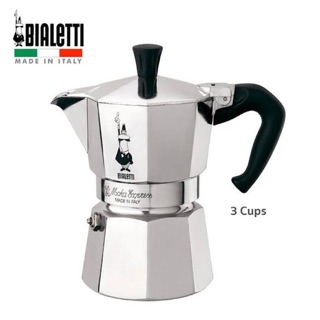 หม้อต้มกาแฟ 3/6cups Bialetti Moka stove top coffee maker, 3,6 Cup, Aluminum