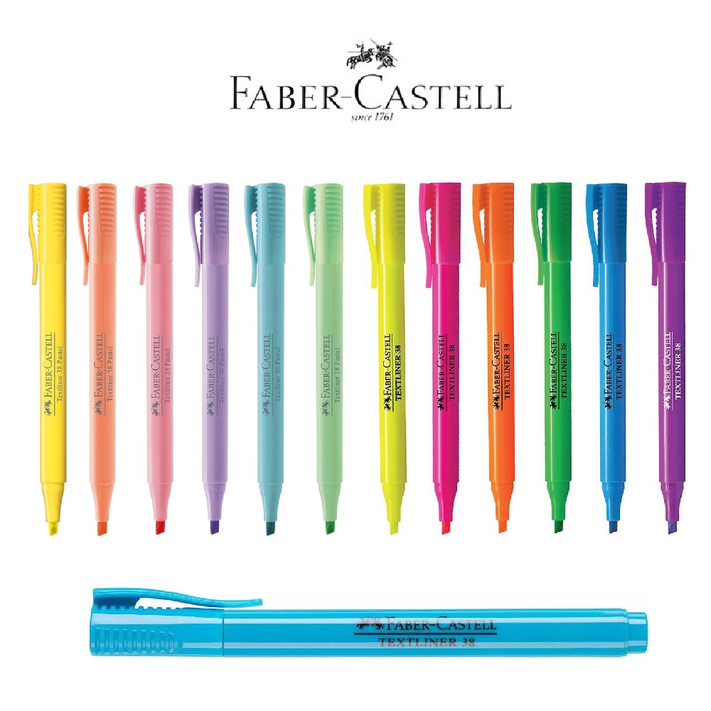 ปากกาไฮไลท์ ปากกาเน้นข้อความ FABER CASTELL Textline 38 สีนีออน / สีพาสเทล ชนิดหัวตัด highlighter  [S24]