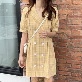 [blusher] 🧀 Edith yellow dress เดรสลายสก็อตเหลืองน่ารักๆ