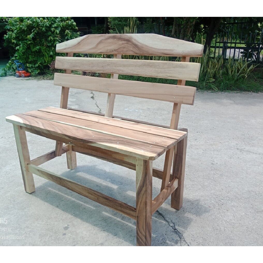 Win888 - ม้านั่งยาว ม้านั่งไม้ ม้านั่งสนาม เก้าอี้ยาว มีพนักพิง เก้าอี้สนาม เก้านี้นั่งพิง (ดิบ ไม่ท