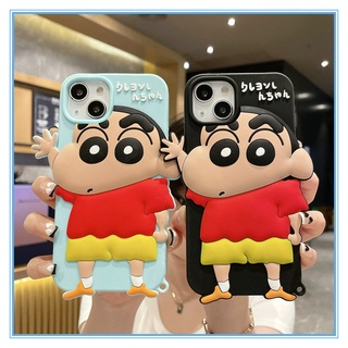 เคสไอโฟนน้ำเงินดำการ์ตูน3D Crayon Shin-chanเคสซิลิโคนเหลวแบบนิ่ม for Apple 13 เคสไอโฟน11 เคสไอโฟน12PROMAX เคสไอโฟน7พลัส XR 8PLUS caseiPhone13 Pro max  เคส iPhone 6 7 8 plus เคสไอโฟน13 โปร