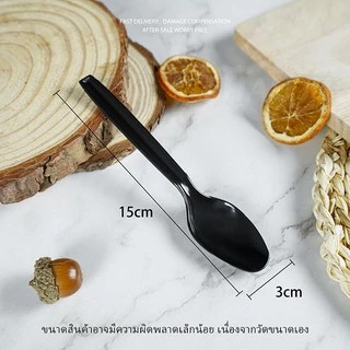 ช้อน,ส้อม สีดำ/สีขาว/สีใส (100อัน) อุปกรณ์บนโต๊ะอาหาร ช้อนพลาสติก ส้อมพลาสติก