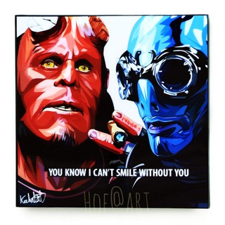 Hellboy &amp; Abe Sapien เฮลล์บอย ซูเปอร์ฮีโร่ การ์ตูน รูปภาพ​ติด​ผนัง​ pop art cartoon กรอบรูป แต่งบ้าน ของขวัญ รูปภาพ