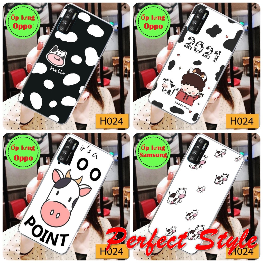 Milk Cow UV พิมพ์เคสซิลิโคนสําหรับ Oppo A15/A15s/Reno 5/Reno 4/A52/A53/A92/A93/A1k/A3s/A5s/F9/F5/F7/
