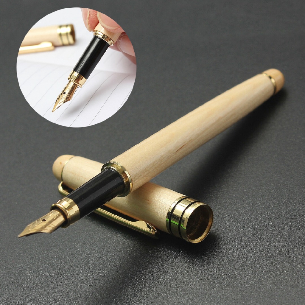 1pc New Maple Fountain Pen Solid Wood Fountain Pen For Calligraphy ...