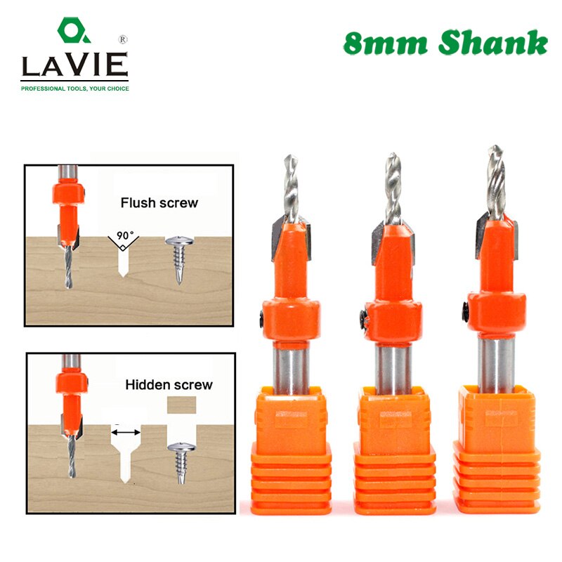 Lavie 1 ชิ้น 8 มิลลิเมตร Shank HSS งานไม้ Countersink Router บิตสกรู Extractor Remon รื้อถอนสําหรับไม้ Milling เครื่องตัด C08-339