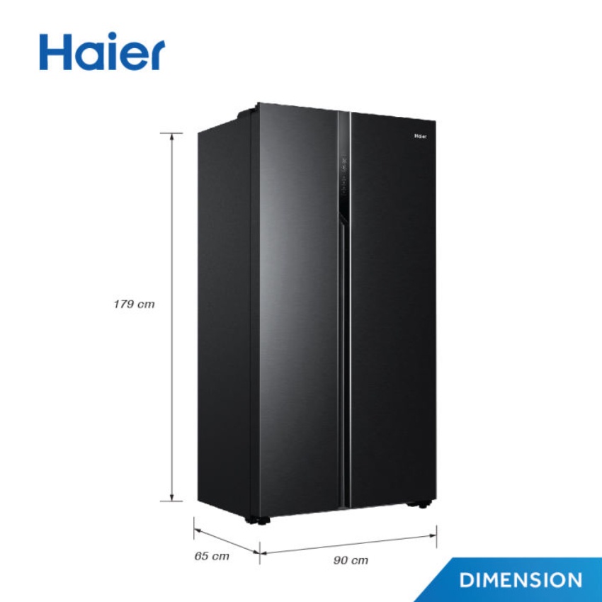 HAIER ไฮเออร์ ตู้เย็น รุ่น HRF-SBS550 2ประตู 19.7คิว สีดำ/สีเทา [SBD8K16C คืน16%][max1000Coins]