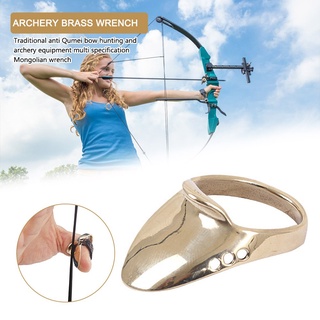 Recurve Bow Arrow Trigger Finger Protector เครื่องมือ ทองเหลืองยิงธนูหัวแม่มือหัวเข็มขัดแหวนตกแต่งมือ Finger Protector