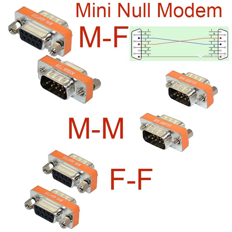 คุณภาพสูง Mini Null Modem DB9 ชายหญิงปลั๊กอะแดปเตอร์เพศเปลี่ยน Cross