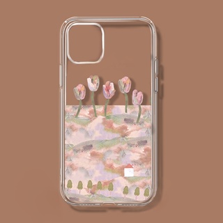 Tulip oil painting iPhone13pro max flower pattern anti-drop protective shell iPhone11 12promax transparent all-inclusive protective cover iPhoneXR Xmax 7PLUS se2020 soft case