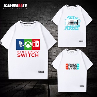 เสื้อยืดโอเวอร์ไซส์เสื้อยืด Nintendo เกม Mario switch อะนิเมะแขนสั้นอุปกรณ์ต่อพ่วงที่ระลึกผู้ชายและผู้หญิงคู่ฤดูร้อนครึ่