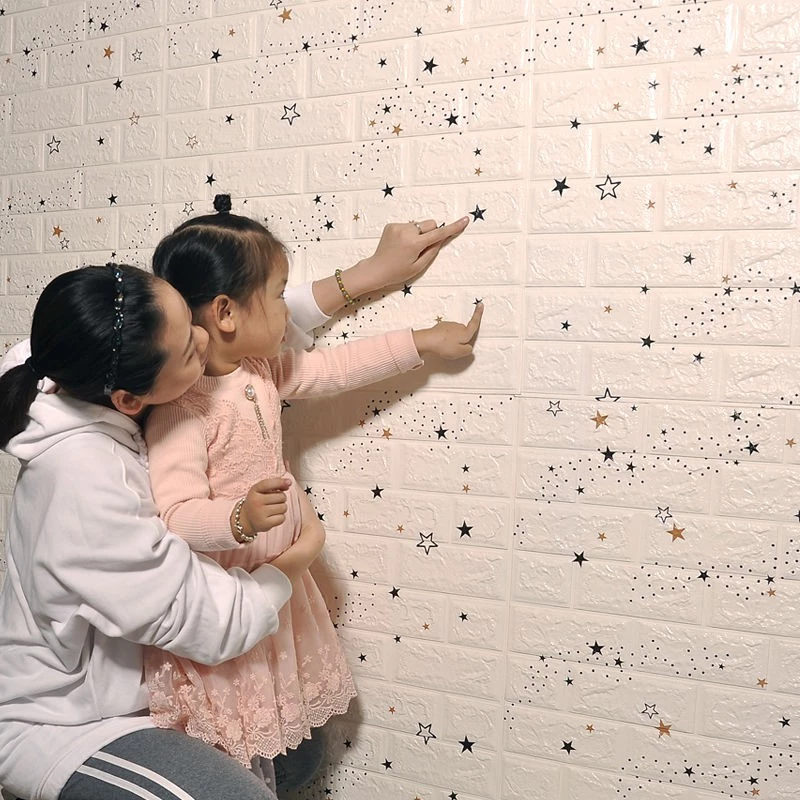 🌟DIY🌟 77 X 70CM วอลเปเปอร์ติดผนัง มีกาวในตัวติดผนัง 3D wallpaper ลายดาว ลายการ์ตูน wallpaper