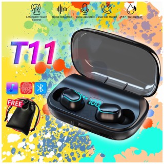 หูฟังบลูทูธไร้สาย TWS T11 Wireless Bluetooth 5.0 หูฟัง 9D Surround หูฟังสเตอริโอชุดหูฟังพร้อมสำหรับโรงยิมวิ่งกีฬา