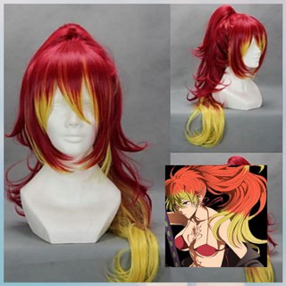 blue exorcist shura wig วิกโพนี่เทลแดงไล่สรปลายสีเหลือง(พร้อมส่ง)​