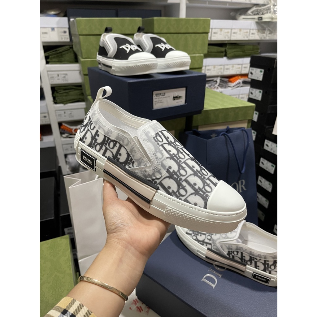 D*OR x SHAWN STUSSY B23 Slip-On Sneaker (สีเทา) ไซส์ 40--45 รองเท้าผ้าใบ แบบสวม พร้อมส่ง🚛✔