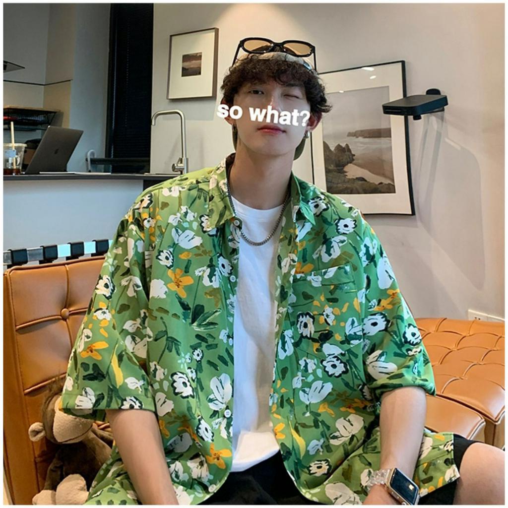 knowyou เสื้อเชิ้ตลายดอกสีสดใส เนื้อผ้าเบาบาง ใส่สบาย แมทช์ง่าย ใส่ได้ทุกโอกาส ใส่ได้ชาย/หญิง