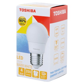 💥โปรสุดพิเศษ!!!💥 โตชิบา หลอดไฟ แอลอีดี รุ่น A48 ขั้ว E27 4 วัตต์ แสงวอร์มไวท์ TOSHIBA LED Bulb A48 E27 4W Warm White