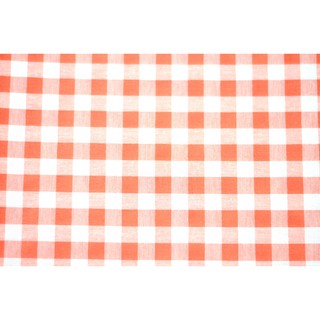 [SALE] 45x55 ซม. ผ้าเมตรเนื้อดี ผ้าคอตตอน ผ้าฝ้าย 80% ผ้าตาราง(9มม.) ผ้าลายสก็อต สีน้ำตาลอมส้มสลับขาว [PFQ490]