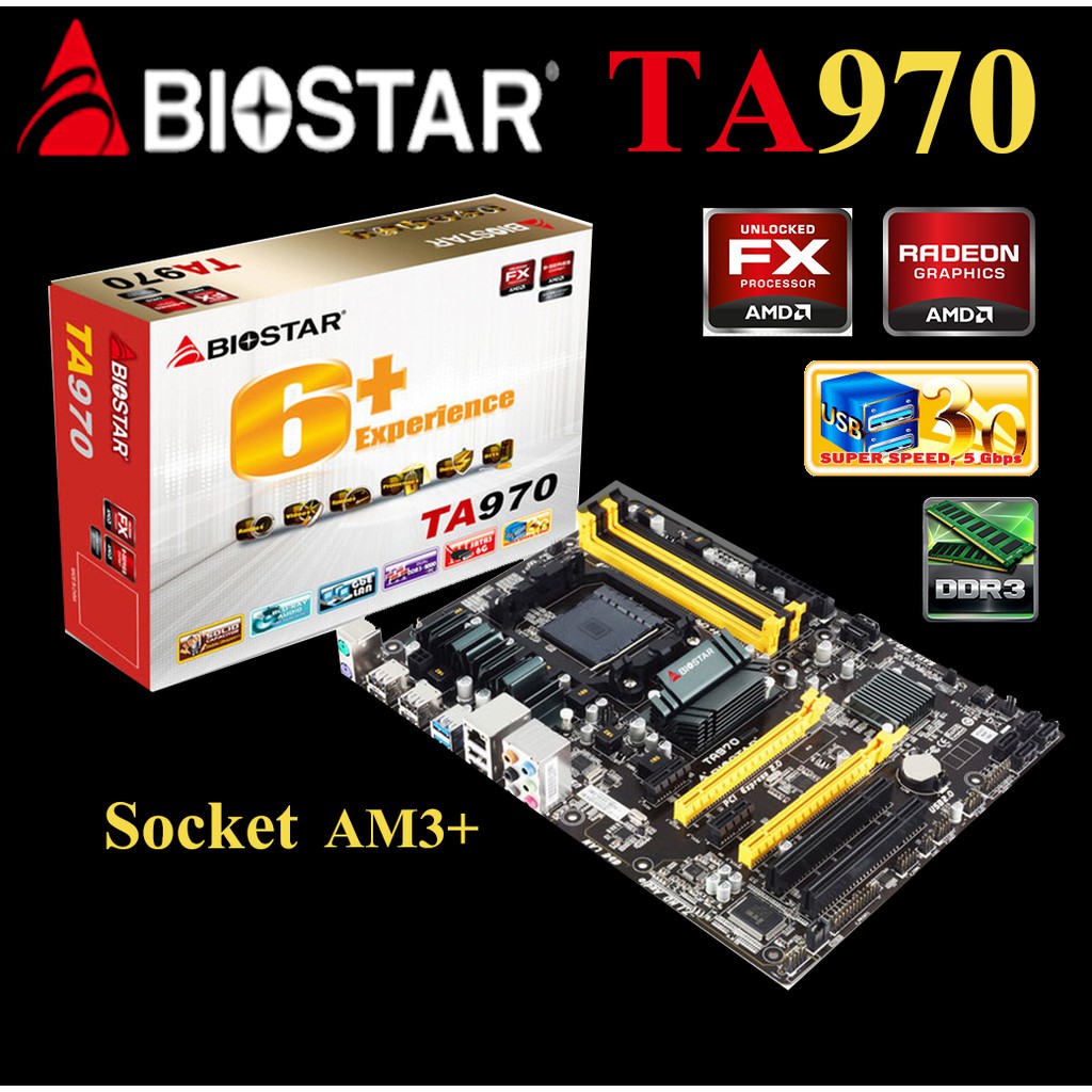Mainboard AMD BIOSTAR TA970 (Socket AM3+) มือสอง พร้อมส่ง ส่งเร็วมาก !!! [[[แถมถ่านไบออส]]]