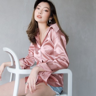 Luxury Japanese Satin Shirt | Pink Gold