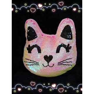 🐱หมอนตุ๊กตา📏12"(30cm) 🐾ตุ๊กตาแมว ตุ๊กตากลิตเตอร์ ✨Glitter Pillow