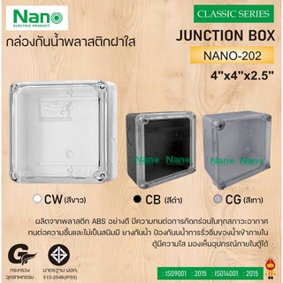 NANO กล่องกันน้ำพลาสติก ฝากล่องใส NANO-202CW (ฝาใสขาว), NANO-202CB (ฝาใสดำ), NANO-202CG (ฝาเทาใส)