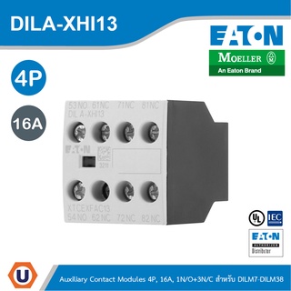 EATON DILA-XHI13 อุปกรณ์เสริม, 4P, Ith,16A, 1 N/0, 3 N/C, Front Fixing,Screw Terminals, DILA, DILM7 - DILM38 | Ucanbuys