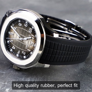 21 มม.ปลายโค้งยางซิลิโคนสายนาฬิกาสำหรับ Patek PP Philippe Aquanaut 5167A 5164A 5168A สายนาฬิกา 5167R สร้อยข้อมือยางเข้ากันได้กับ PATEK PHILIPPE PP สายนาฬิกา