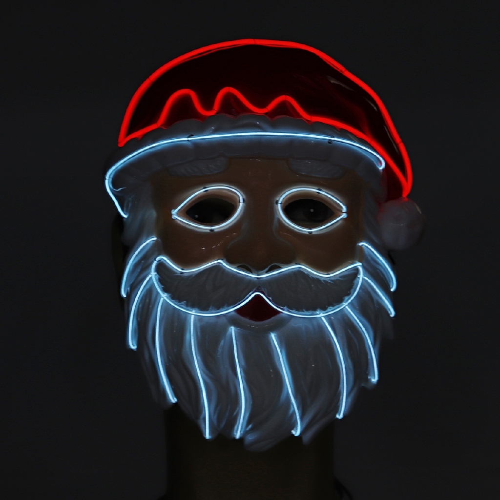 Glow Mask EL Wire LED Light Up Santa Claus Christmas Xmas Eye Mask ...