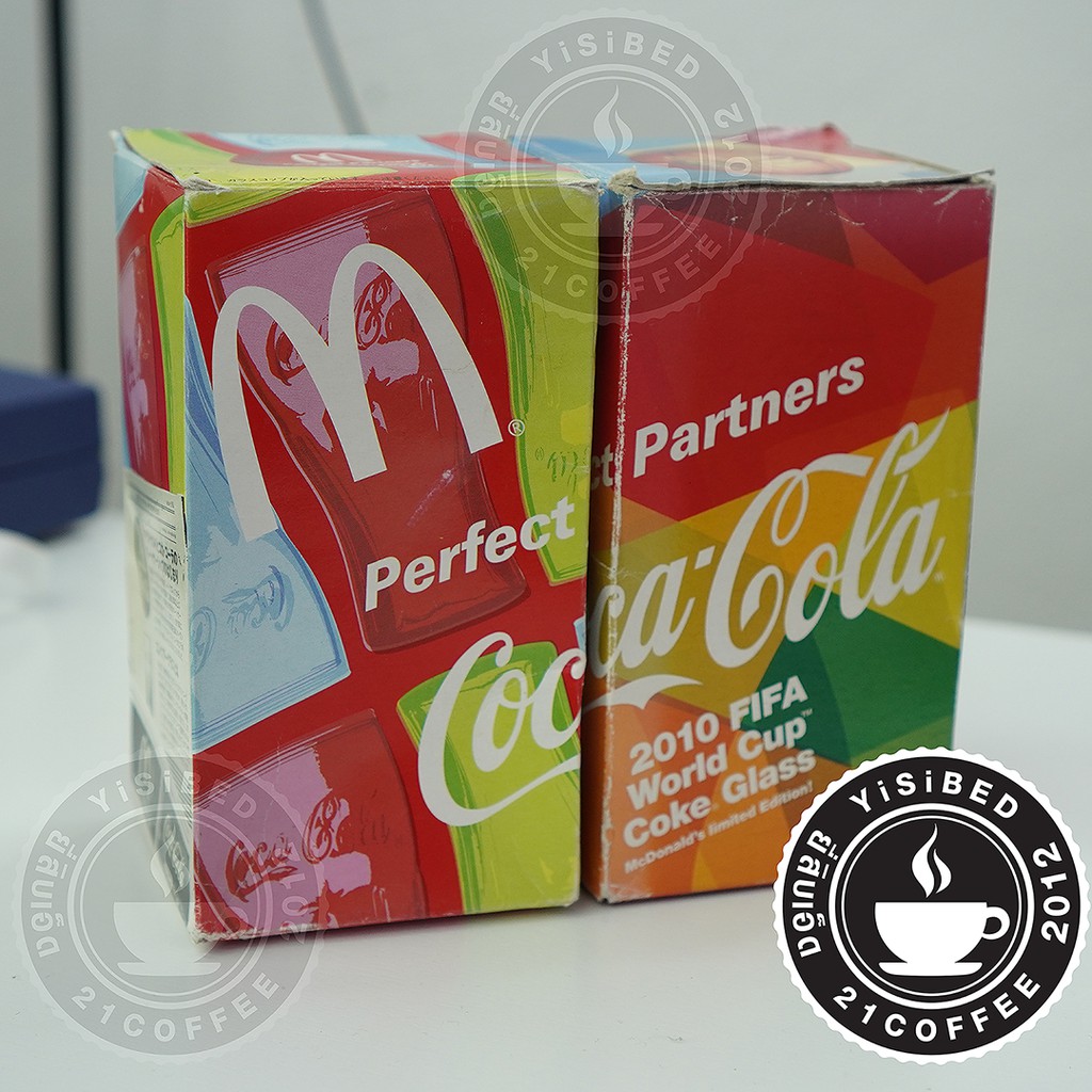 แก้ว McDonald Cocacola  FIFA World Cup 2010 Coke Glass แก้วน้ำ ของสะสม จากญี่ปุ่น แมคโดนัล โค้ก มีกล่อง
