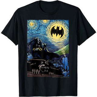 เสื้อยืดผ้าฝ้ายพรีเมี่ยม เสื้อยืด พิมพ์ลายการ์ตูนแบทแมน Starry Night