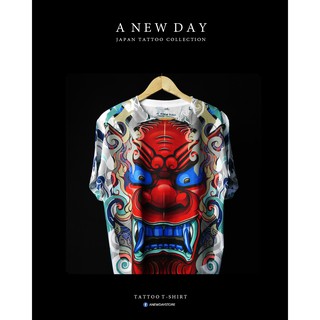 A NEW DAY 182 เสื้อสกรีนเต็มตัว สไตล์ญี่ปุ่น ลาย ONI ยักษ์ญี่ปุ่น