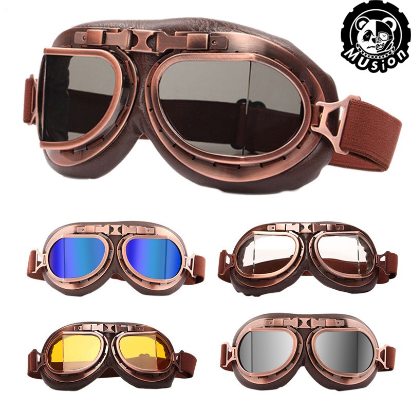 แว่นตาสําหรับรถจักรยานยนต์ Harley แว่นตาย้อนยุค แว่นตานักบิน สตีมพังค์ แว่นตาย้อนยุค