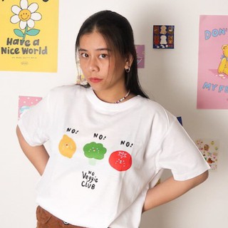 Live326# เสื้อขาว “No veggie” S-XXL อก 32-50 สไตล์เกาหลี Dream Big Tshirt โอเวอร์ไซน์ สาวอวบใส่ได้ สีขาว คอกลม เเฟชั่น