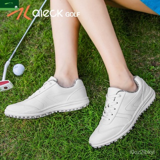 aleck/Alice Cool รองเท้ากอล์ฟผู้หญิงกันน้ำระบายอากาศกีฬาลำลองgolfสีขาวเล็บรองเท้า GRY4