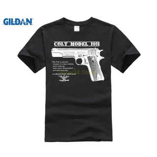 งานพิมพ์อเนกประสงค์ทุกวันOriginal US Army Colt 45 1911 Pistol WWII Men T Shirt trigger safety grips Black zoWk -S-4XL