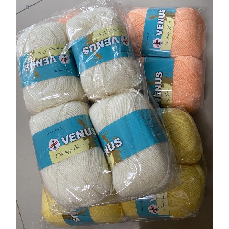 ไหมพรมวีนัส 4 PLY Venus knitting yarn 420 หลา(1 ห่อมี4กลุ่ม) 100% acrylic