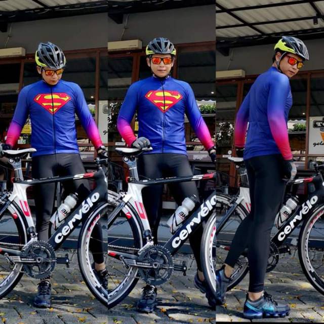ผู้จัดจําหน่ายโรงงานเสื้อปั่นจักรยานแขนยาว SUPERMAN SXB SUPERMAN ROAD BIKE JERSEY