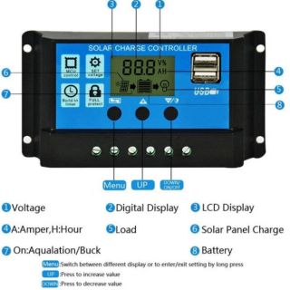 PWM 30A/20A/10A 12V 24V  คอนโทรลเลอร์ชาร์จเจอร์ LCD Dual USB 5V รับประกัน3เดือน