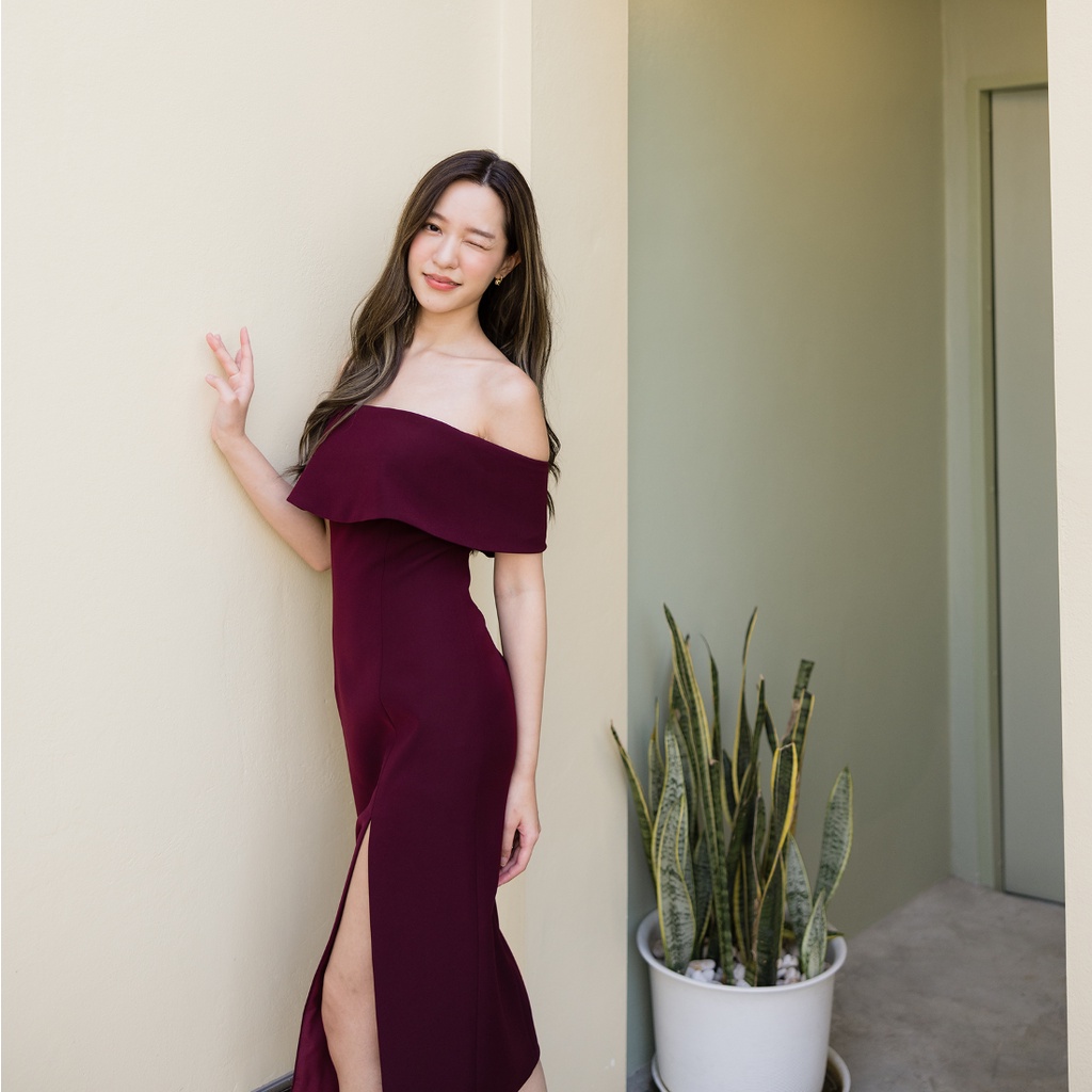 YellowApparel Venesa Dress เดรสออกงาน เกาะออกมีระบายรอบตัว - รูปที่ 4