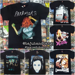 เสื้อยืด พิมพ์ลาย Paramore Avril Lavigne Evanescence Baju Band สไตล์วินเทจ สําหรับผู้หญิง | ร็อคร้อน | ผ้าฝ้าย 100% ลําลอง ขนาดใหญ่ สีดํา เหมาะกับของขวัญวันเกิด สําหรับผู้ชาย