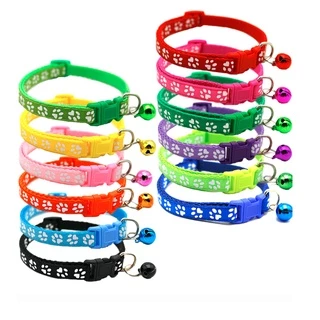 AL-137 ปลอกคอสัตว์เลี้ยง ปลอกคอสุนัข หมา ปลอกคอแมว bell collar มี12สี ปรับขนาดได้ (ลายอุ้งเท้าแฟชั่น) 🔥 พร้อมส่ง 🔥
