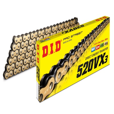 DID 520VX3 โซ่มอเตอร์ไซค์สีทอง