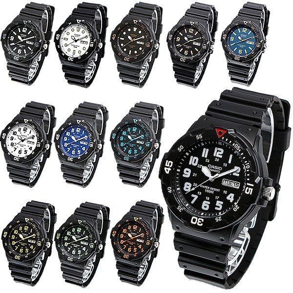Casio Standard นาฬิกาข้อมือผู้ชาย สีดำ สายเรซิน รุ่น MRW-200H MRW-200H-1B MRW-200H-1B2 MRW-200H-2B