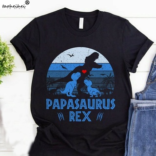 เสื้อยืดผ้าฝ้ายพิมพ์ลายแฟชั่น เสื้อยืด ผ้าฝ้าย พิมพ์ลายไดโนเสาร์ Papasaurus rex Dad Father KLbpgm61JPnhma33