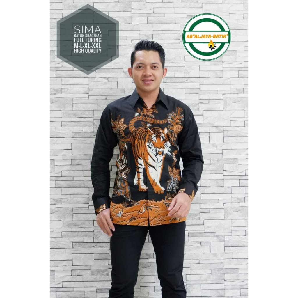 Kemeja Premium MODERN BATIK เสื้อ SOLO BATIK แขนยาว Lapis Sogan Aljaya Sima Dafinah Sogan Sogan Soga