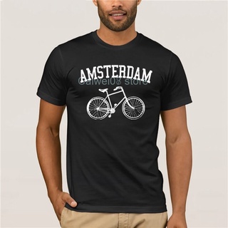 เสื้อยืดผ้าฝ้ายพิมพ์ลายขายดี เสื้อยืดคอกลม ผ้าฝ้าย พิมพ์ลายกราฟฟิค Amsterdam Netherlands Bike Holland สร้างสรรค์ สําหรับ