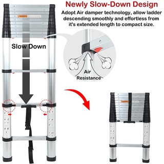 พร้อมส่ง บันไดยืดหดได้ 3.2m single extension aluminium ladder พับเหลือ 0.8m อลูมิเนียมแท้ บันไดช่าง พับได้ กระทัดรัด