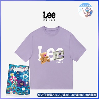 Leefalle เสื้อคอกลม แขนสั้น ผ้าฝ้าย พิมพ์ลาย ทรงหลวม เข้ากับทุกการแต่งกาย แฟชั่นฤดูร้อน