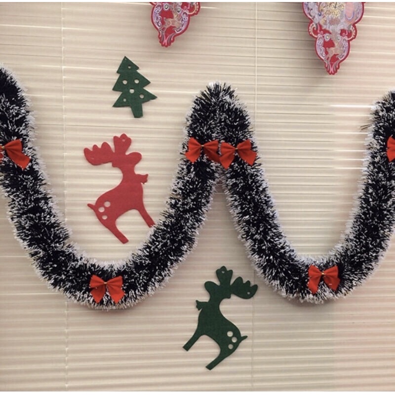 สายรุ้งสีเขียว chrismas ตกแต่งคริสมาส ยาว 2 M สวยมาก (ไม่รวมโบว์) ส่งจากไทย